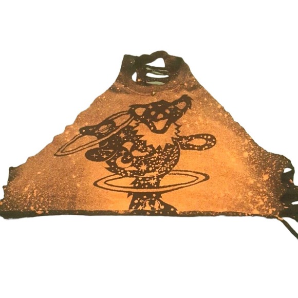 Vintage Grateful Dead Dancing Bear Tie Dye Halter Cropped Tee 90s Bleached Crop - Picture 5 of 6